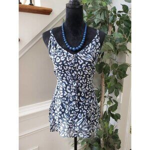 Cabi Women's White & Black Polyester V-Neck Sleeveless Top Blouse Size Medium